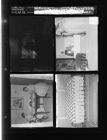 Mrs. Pick and other woman sitting at table; Rose High graduates; Cups sitting on ttable; Damaged and unrecognizable negative (4 Negatives) (May 14, 1958) [Sleeve 41, Folder a, Box 15]